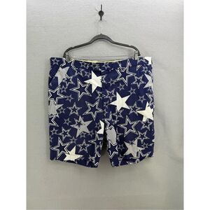 Loudmouth Mens Blue White Dallas Cowboys Star Print Flat Front Chino Shorts 46